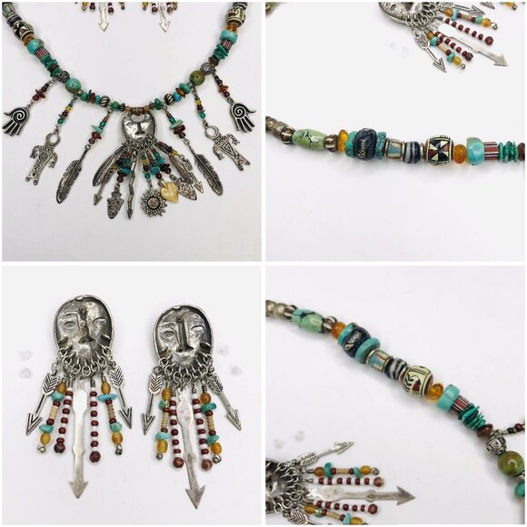 Robert Shields SPIRIT Necklace Earrings Sterling Silver Turquoise Southwestern - Picture 10 of 11